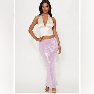 Sequin Maxi Skirt - Pink